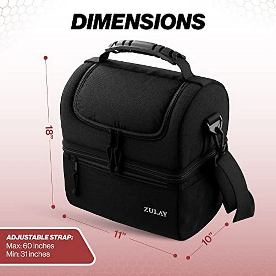  Zulay Kitchen Insulated 2-Compartment Lunch Box Bag With Strap