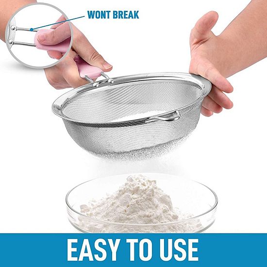  Zulay Kitchen Premium Stainless Steel Fine Mesh Strainer Set With Non-slip Handles (Set Of 3)