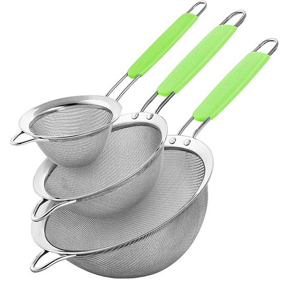  Zulay Kitchen Premium Stainless Steel Fine Mesh Strainer Set With Non-slip Handles (Set Of 3)