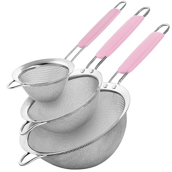  Zulay Kitchen Premium Stainless Steel Fine Mesh Strainer Set With Non-slip Handles (Set Of 3)