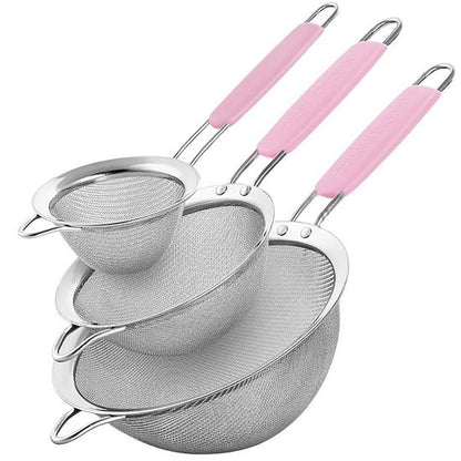  Zulay Kitchen Premium Stainless Steel Fine Mesh Strainer Set With Non-slip Handles (Set Of 3)