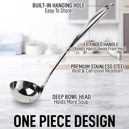  Zulay Kitchen Stainless Steel Ladle With Comfortable Grip