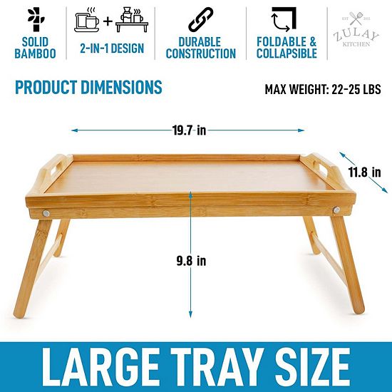  Zulay Kitchen Breakfast In Bed Tray Table With Folding Legs