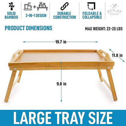  Zulay Kitchen Breakfast In Bed Tray Table With Folding Legs