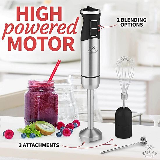  Zulay Kitchen Immersion Blender Handheld 500W - 8 Speed Copper Motor Immersion Hand Blender