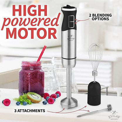  Zulay Kitchen Immersion Blender Handheld 500W - 8 Speed Copper Motor Immersion Hand Blender