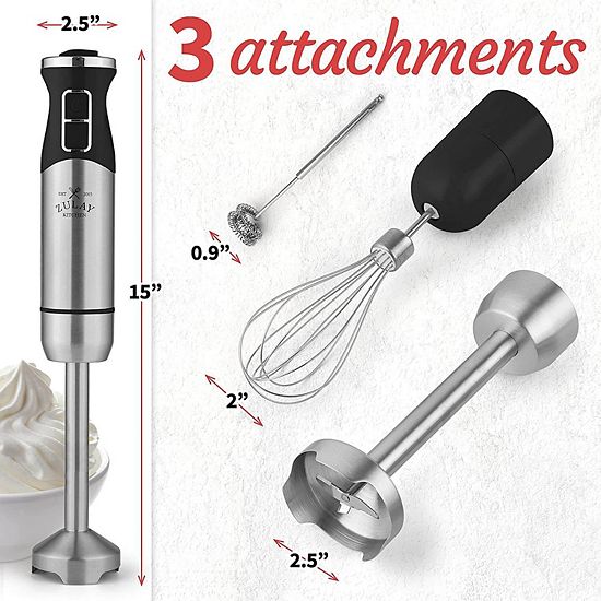  Zulay Kitchen Immersion Blender Handheld 500W - 8 Speed Copper Motor Immersion Hand Blender
