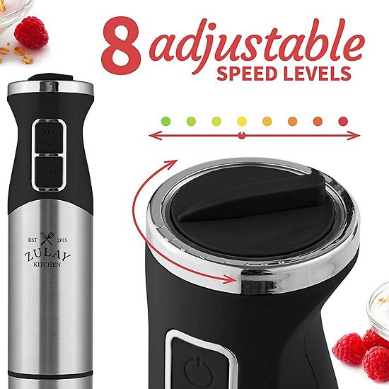  Zulay Kitchen Immersion Blender Handheld 500W - 8 Speed Copper Motor Immersion Hand Blender
