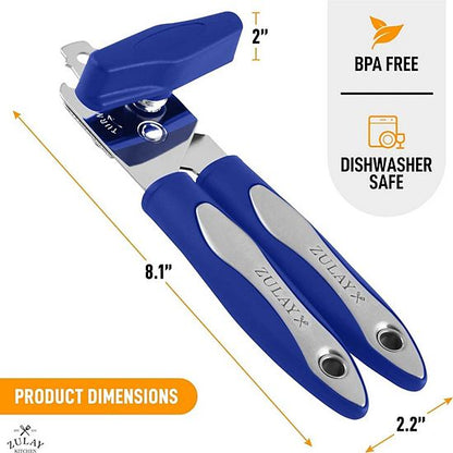  Zulay Kitchen Can Opener Handheld - Durable Manual Can Opener Smooth Edge Cut Stainless Steel Blades