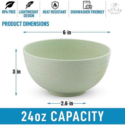  Zulay Kitchen 24oz Unbreakable Wheat Straw Plastic Cereal Bowls Set Of 4
