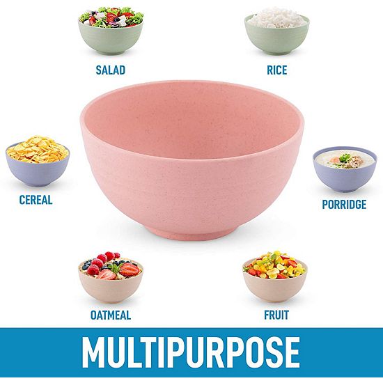  Zulay Kitchen 24oz Unbreakable Wheat Straw Plastic Cereal Bowls Set Of 4