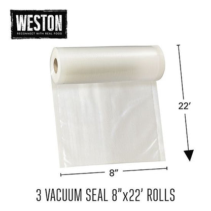  Weston 3-Pack 8" X 22' Vacuum Sealer Bag Rolls