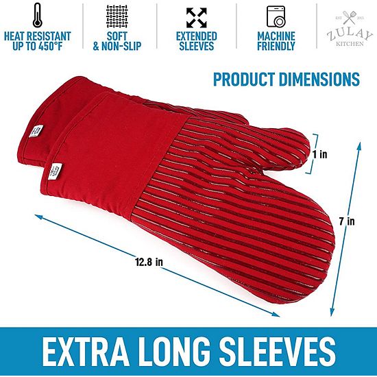  Zulay Kitchen Flexible Cotton Lined With Heat Resistant Silicone Oven Mitts 