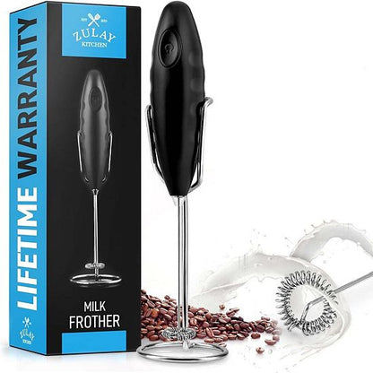  Zulay Kitchen Double Grip Milk Frother For Coffee With Upgraded Holster Stand