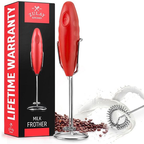  Zulay Kitchen Double Grip Milk Frother For Coffee With Upgraded Holster Stand