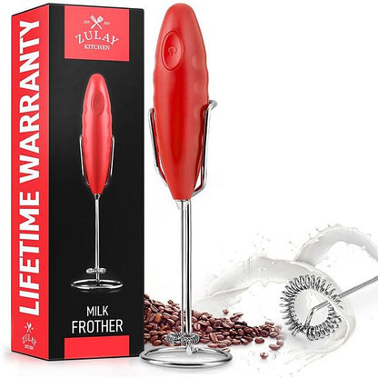  Zulay Kitchen Double Grip Milk Frother For Coffee With Upgraded Holster Stand