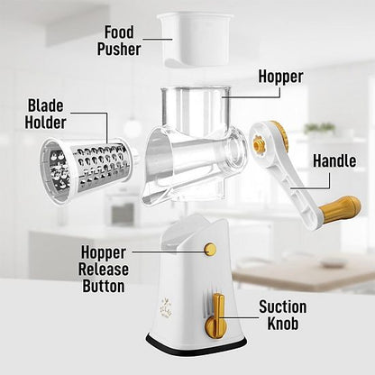  Zulay Kitchen Rotary Cheese Grater With Handle & Upgraded Suction Base