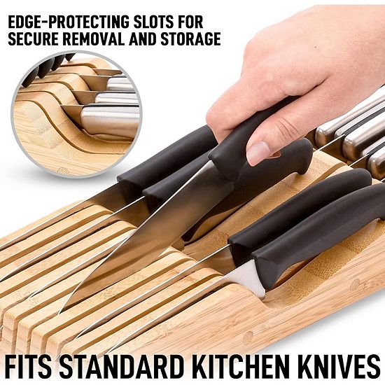  Zulay Kitchen Edge Protecting Knife Organizer Block Holds Up To 11 Knives