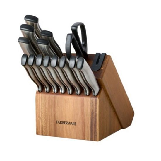  Farberware 15-Piece Stainless Steel Knife Block Set