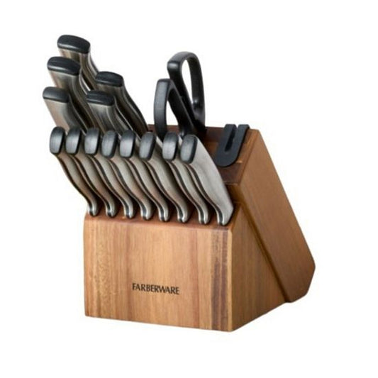  Farberware 15-Piece Stainless Steel Knife Block Set
