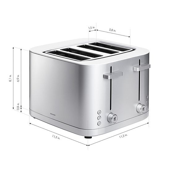  Zwilling Enfinigy 4-slice Toaster, Extra Wide 1.5" Slots For Bagels And Toast