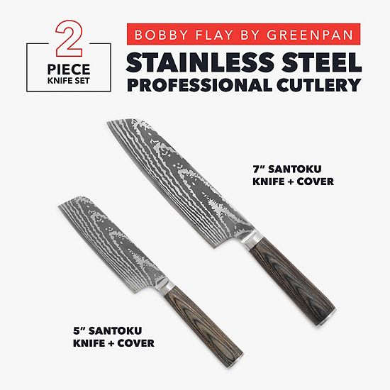  Bobby Flay By GreenPan Stainless Steel 2-piece Santoku Knife Set