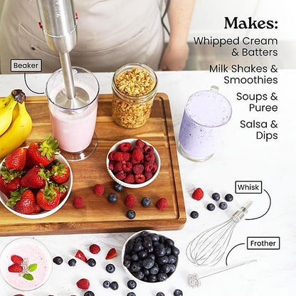  Zulay 4-in-1 Immersion Blender Handheld Mixer - Powerful 800 Watt Hand Blender