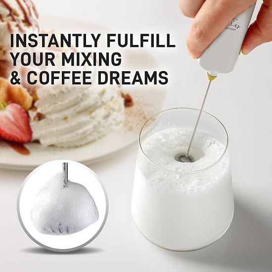  Zulay Kitchen Powerful Mini Milk Frother Handheld - Electric Hand Mixer