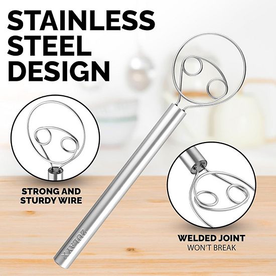  Zulay Kitchen Stainless Steel 13-inch Danish Dough Whisk With Dough Hook