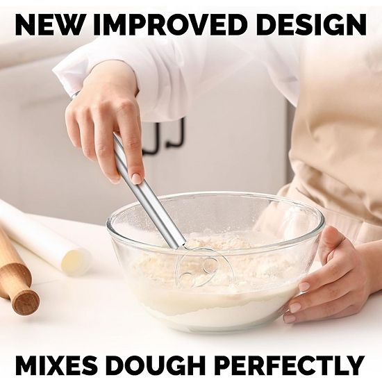  Zulay Kitchen Stainless Steel 13-inch Danish Dough Whisk With Dough Hook