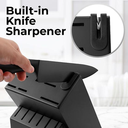  Zulay Kitchen 15 Piece Professional Knife Block Set With Built-In Sharpener