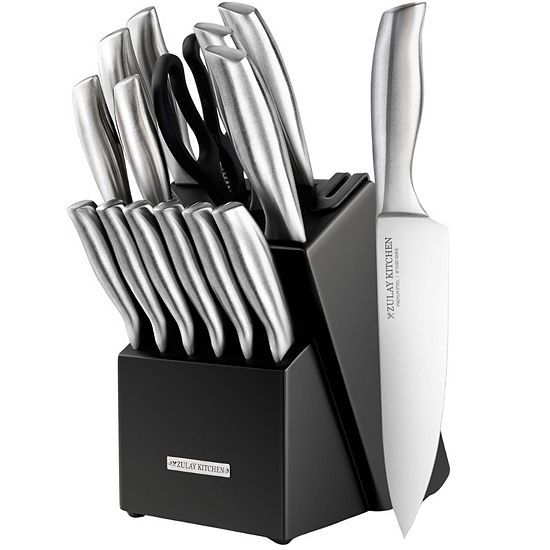  Zulay Kitchen 15 Piece Professional Knife Block Set With Built-In Sharpener