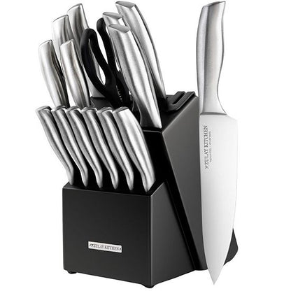  Zulay Kitchen 15 Piece Professional Knife Block Set With Built-In Sharpener