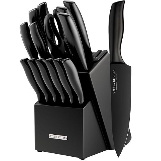  Zulay Kitchen 15 Piece Professional Knife Block Set With Built-In Sharpener
