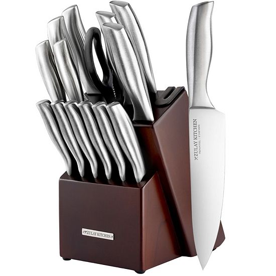  Zulay Kitchen 15 Piece Professional Knife Block Set With Built-In Sharpener