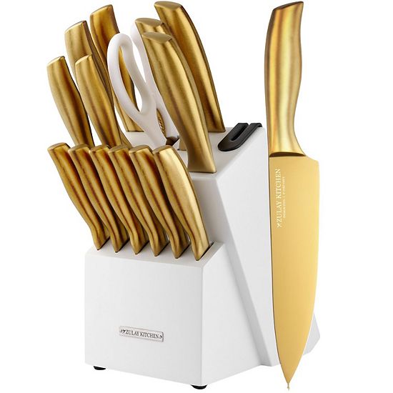  Zulay Kitchen 15 Piece Professional Knife Block Set With Built-In Sharpener