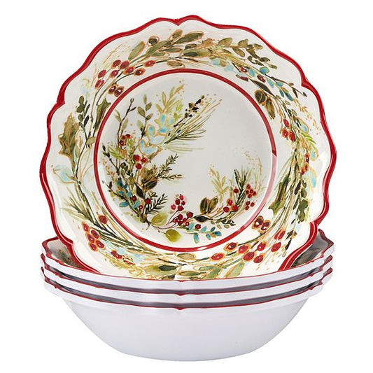  Certified International Christmas Gatherings 4 Pc Bowl Set