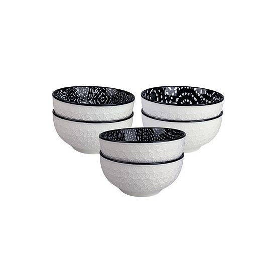  10 Strawberry Street 6-Piece Embossed Shibori Pad Print Dessert Bowls