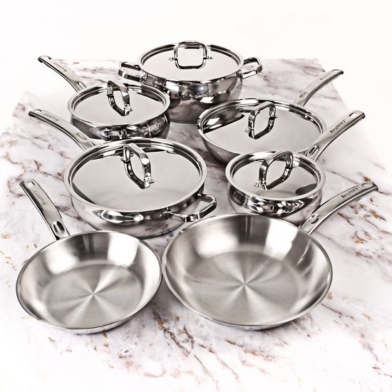  BergHOFF Belly Shape 12-pc. Stainless Steel Cookware Set With Stainless Steel Lids