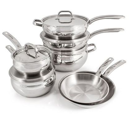  BergHOFF Belly Shape 12-pc. Stainless Steel Cookware Set With Stainless Steel Lids