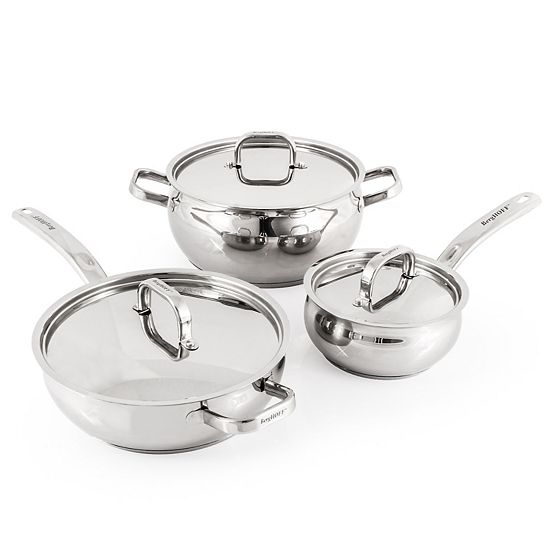  BergHOFF Belly Shape 12-pc. Stainless Steel Cookware Set With Stainless Steel Lids