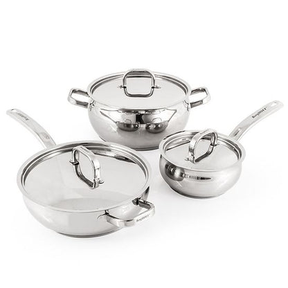  BergHOFF Belly Shape 12-pc. Stainless Steel Cookware Set With Stainless Steel Lids