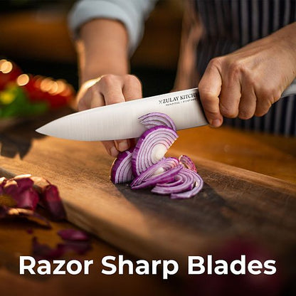  Zulay Kitchen 12 Piece Ultra Sharp Kitchen Knife Set With Block And Sharpener