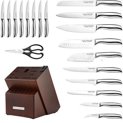  Zulay Kitchen 20 Piece Stainless Steel Knife Set With Block And Sharpener