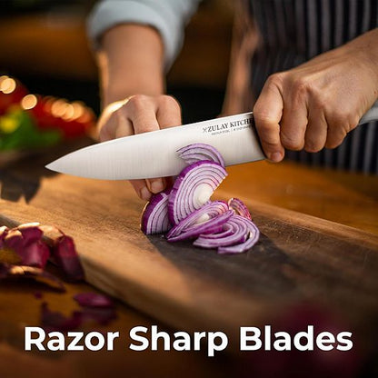  Zulay Kitchen 20 Piece Stainless Steel Knife Set With Block And Sharpener