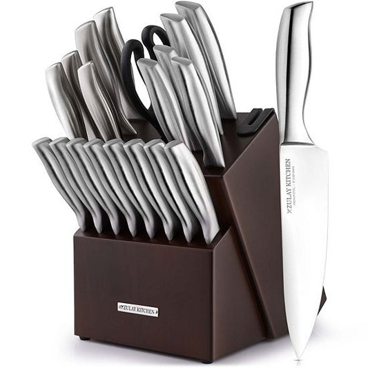  Zulay Kitchen 20 Piece Stainless Steel Knife Set With Block And Sharpener