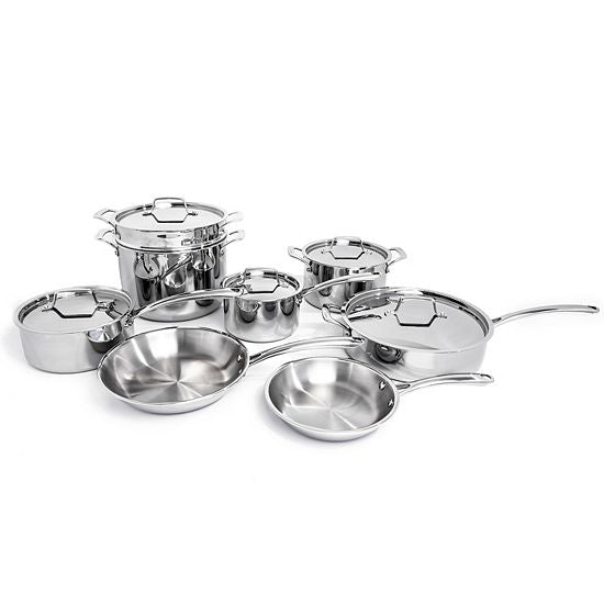  BergHOFF Professional 13 Pc Tri-Ply 18/10 Stainless Steel Cookware Set With Stainless Steel Lids