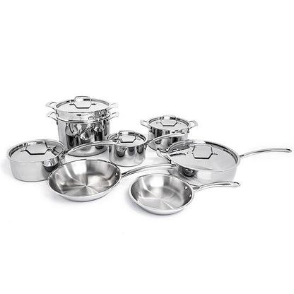  BergHOFF Professional 13 Pc Tri-Ply 18/10 Stainless Steel Cookware Set With Stainless Steel Lids