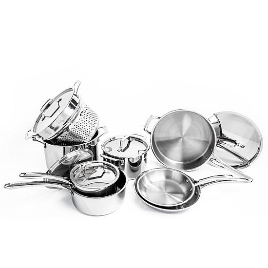  BergHOFF Professional 13 Pc Tri-Ply 18/10 Stainless Steel Cookware Set With Stainless Steel Lids