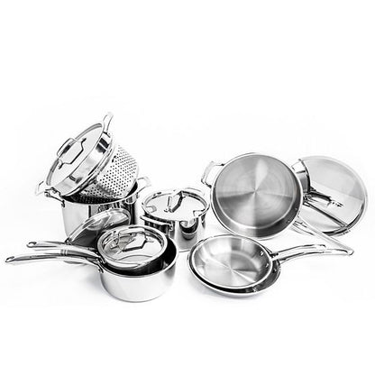  BergHOFF Professional 13 Pc Tri-Ply 18/10 Stainless Steel Cookware Set With Stainless Steel Lids